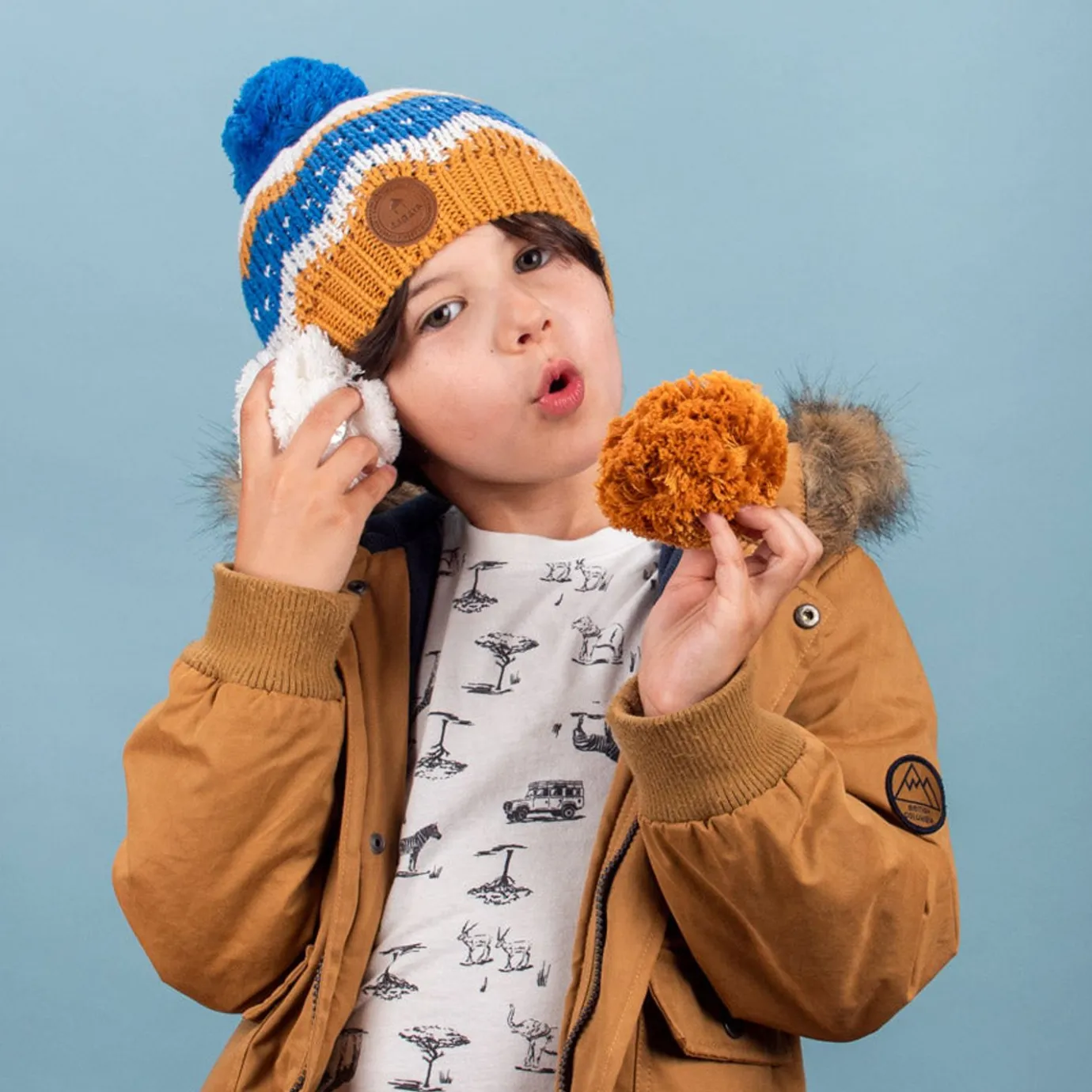 Kids Beanies | Cabaïa After Glow Camel Navy
