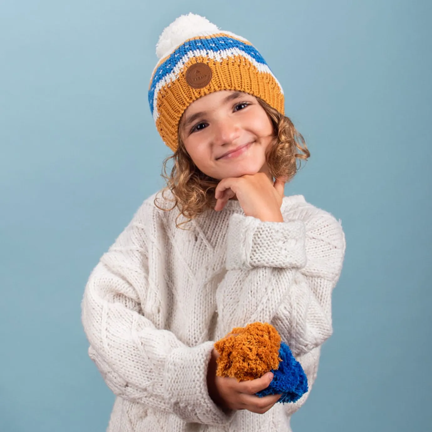 Kids Beanies | Cabaïa After Glow Camel Navy